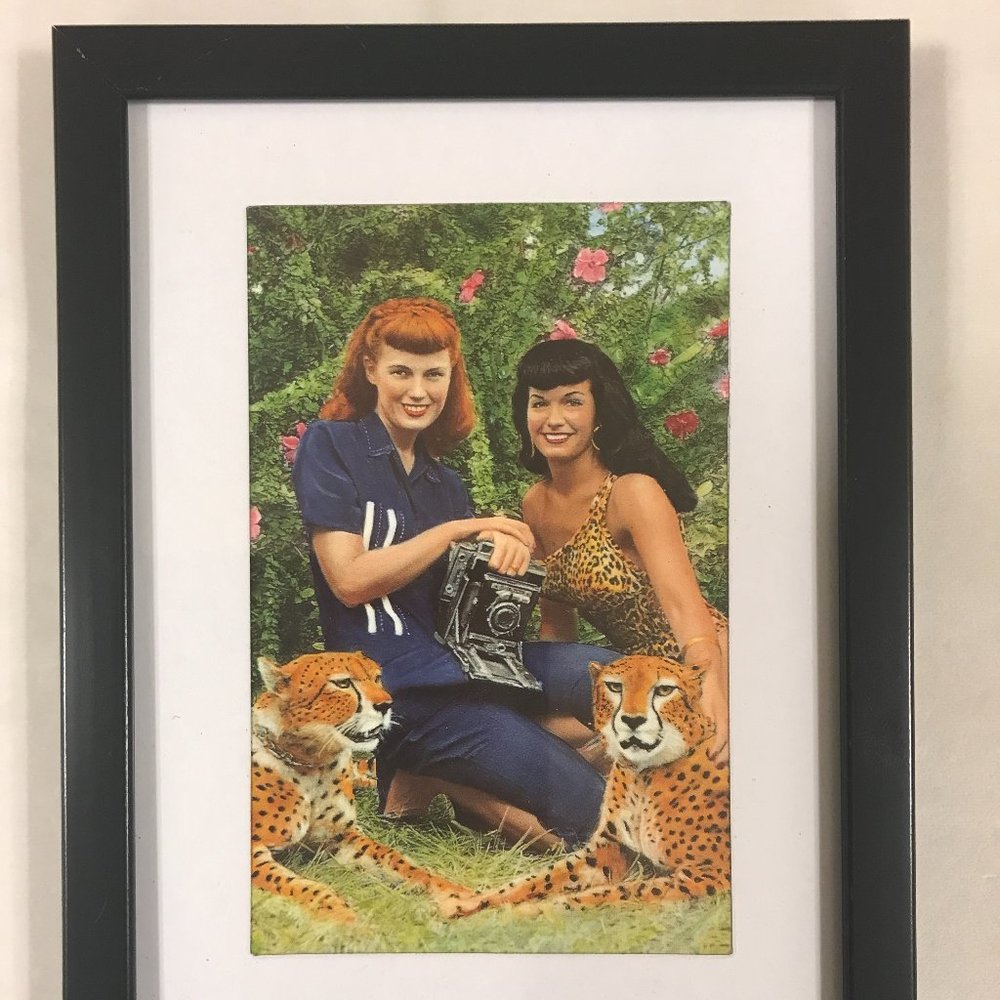 Bettie Page Pin Up Girl Matted/Framed Postcard/Print 6”x8" Photo by Bunny Yeager